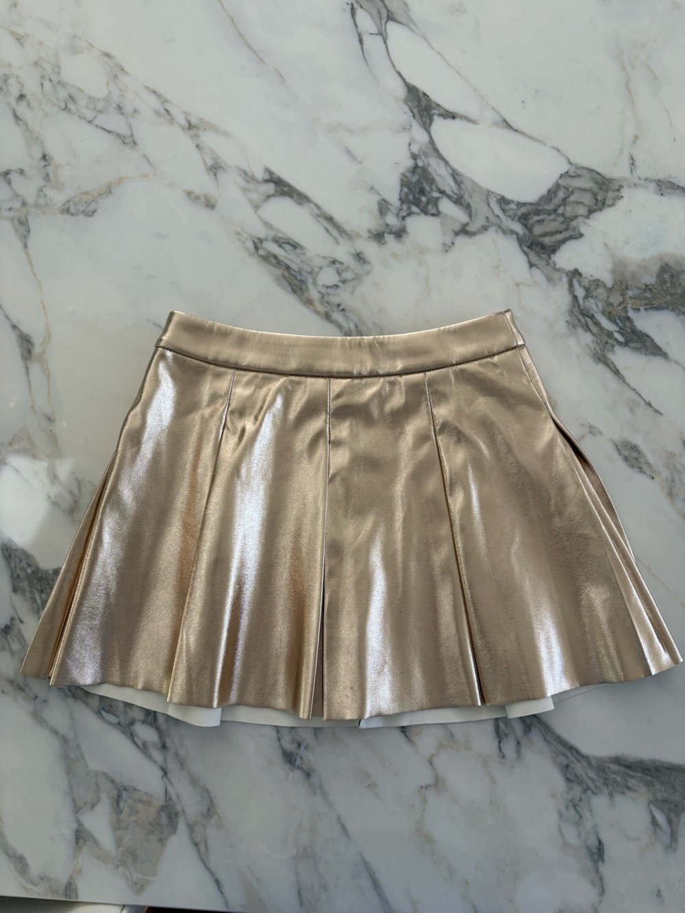 Crewcuts Metallic Champagne Pleated Skirt